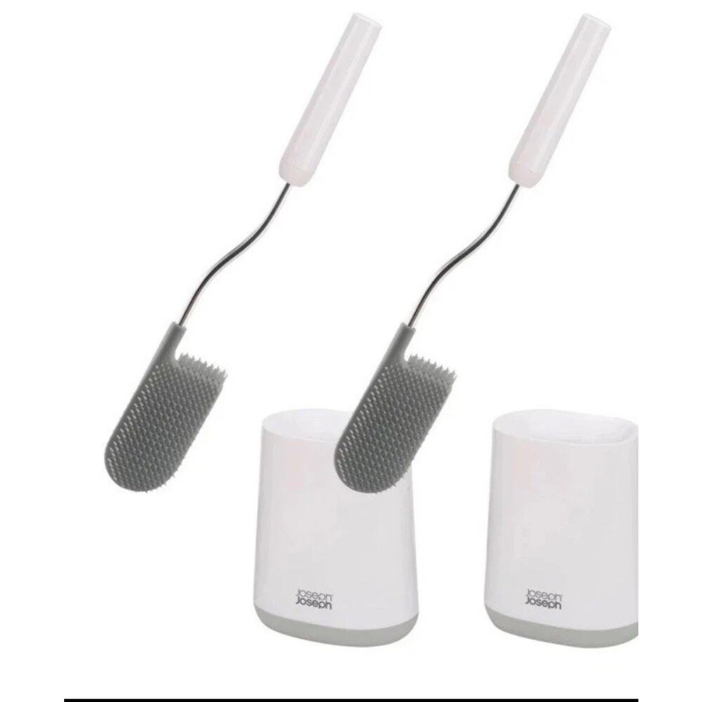 Joseph Joseph Flex Lite Toilet Brush Set, 2 Pack White Gray NEW OPEN BOX